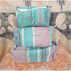 New Design handmade <b>Toiletry</b> <b>Bag</b> Cotton Kantha <b>Bag</b> Patchwork 3 set of Pouch Cosmetic <b>Bag</b> Gifts for Wedding Return Gift - Product Image 6