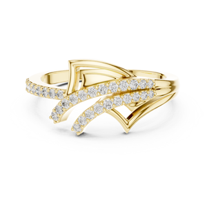 Bague Diamant Tourbillon Céleste, Bague Dorée Majestueuse à Motif Déroulé, Bague Diamant Tourbillon Enchanté, Bague Diamant Vague Filigrane Royale - Product Image 1
