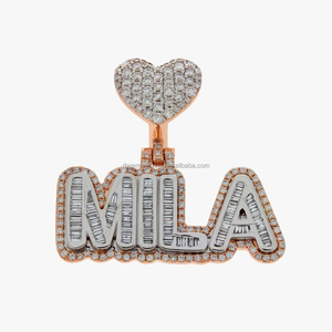 Popular Wedding Gift Hip Hop Shining 3D Iced VVS Moissanite Diamond Crown Bail Letter <b>Name</b> Pendant Tennis <b>Chain</b> Silver Rhodium - Product Image 2