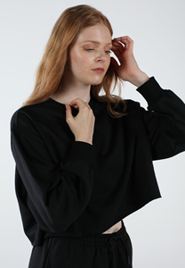 Sweat-shirt oversize à col rond pour femme, manches longues, en coton tricoté, couleur unie, style épaules tombantes, pour l'automne - Product Image 4