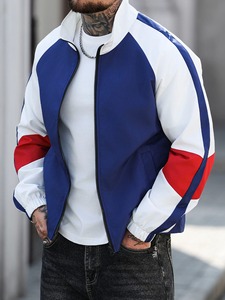 Veste coupe-vent unisexe à blocs de couleur, motif patchwork, style bomber zippé, vêtement d'extérieur standard pour les loisirs en extérieur - Product Image 6