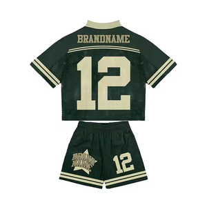 Ensemble personnalisé pour homme, été, deux pièces, chemise à col en V et short à cordon de serrage, léger, 100% polyester, séchage rapide, maillot de football américain - Product Image 3