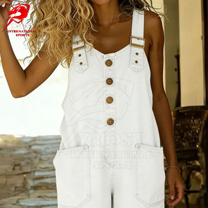 Mono vaquero de alta calidad para mujer, informal, sin mangas, de una pieza, con bolsillos funcionales y cintura ajustable. - Product Image 6