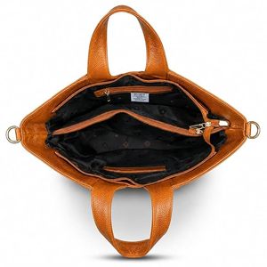 Brown Quilted Genuine <b>Leather</b> Bucket <b>Bag</b> for Women Adjustable Shoulder/Cross-Body Strap Durable Lightweight Polyester Lining - Product Image 5