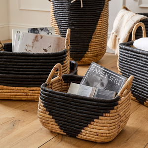 Panier de rangement en jonc de mer très vendu pour salle de bain, panier en osier naturel avec poignée, forme ronde, design moderne - Product Image 2