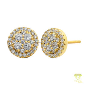 Pendientes de Diamantes Cultivados en Laboratorio, Diseño de Clúster, Plata de Ley 925, Chapados en Oro, Joyería Elegante de Primera Calidad - Product Image 3