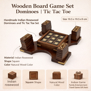 Dominos et jeu de Tic Tac Toe faits à la main en bois de rose indien |   Ensemble de jeux de société en bois de style antique de luxe, vente en gros, article cadeau, collection - Product Image 5