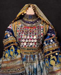 Precios al por mayor, MOQ bajo, Vestidos estilo afgano Kuchi con cuello redondo, largos hasta el suelo, transpirables, de manga larga, 100% poliéster, para boda - Product Image 3