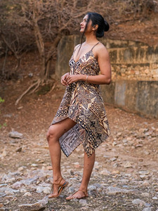 Robe d'été bohème à imprimé aztèque, col en V, dos nu, en coton, motif géométrique tribal, pour femme, idéale pour les festivals et la plage - Product Image 4