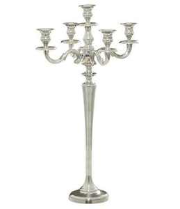 Grand chandelier argenté à 5 branches pour centre de table de mariage, décoration de Noël, événements et réceptions - Product Image 1
