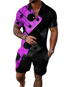 Nouveaux hommes été 2 pièces ensemble respirant séchage rapide T-Shirt à manches courtes et short antibactérien motif solide Sport costume - Product Image 6
