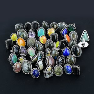 Wholesale Beautiful Gemstone Rings Lot's Handmade Jewelry rings Lot Size 5-11 for Women Customizable Christians - Product Image 1