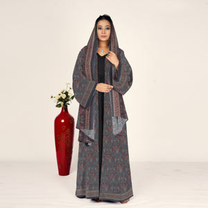 Abaya de Chifón Sólido con Pañuelo para la Cabeza, Frente Abierto, Manga Larga, Vestido Musulmán Modesto, Moda Árabe para Mujer, Traje para Oración del Eid - Product Image 4