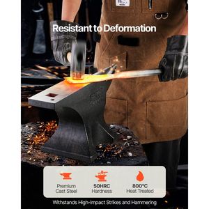 Incudine a corno singolo in acciaio fuso ad alta durezza 110 libbre, robusta, con corno arrotondato, per fabbri, con ampio piano di lavoro e supporto - Product Image 2