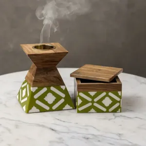 Quemador de Incienso Artesanal de Madera de Sándalo y Resina, Estilo Marroquí, Difusor de Aromaterapia Ecológico, Incienso Indio - Product Image 3