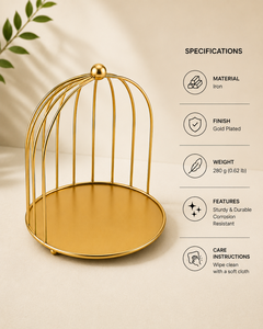 Jaula de Pájaros Decorativa de Hierro de Lujo, Soporte Moderno Redondo con Acabado Pulido, Adorno de Mesa Ecológico para Decoración del Hogar - Product Image 2