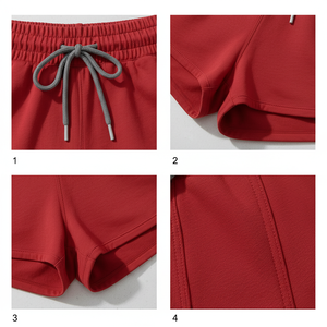 Women's Gym Workout Shorts Curved Hem <b>Elastic</b> Waist Drawstring Training Shorts OEM Wholesale Manufacturer - Product Image 5