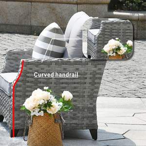 Grey <b>Fire</b> <b>Pit</b> <b>Table</b> <b>with</b> Rattan Wicker Sofa Chair Set Outdoor <b>Garden</b> <b>Furniture</b> - Product Image 5