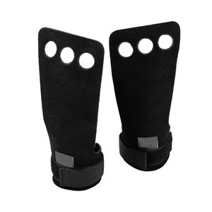Poignées en cuir fibre de carbone à 3 trous pour la protection des paumes, idéales pour l'entraînement, la gymnastique, les tractions, réglables, durables, design personnalisé - Product Image 2