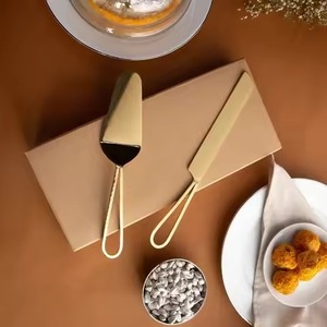 Stylish Living Cake Serving Kit Metal Knife and Server Stainless Steel Slice Lifter Party Set - Product Image 5