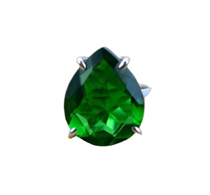 Anillo de Compromiso Romántico y Moderno en Forma de Corazón, Hecho a Mano en Plata de Ley 925 con Circonita Verde, Regalo Infantil para Fiestas - Product Image 1