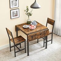 Table à manger pliante à feuilles rabattables, table de cuisine extensible pour 2 à 4 personnes, style industriel rustique marron et noir