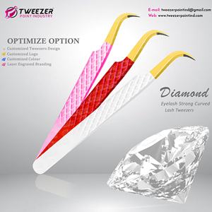 Las pinzas de extensión de pestañas más vendidas, venta al por mayor, mango de agarre de diamante de etiqueta privada, pinzas de pestañas de volumen ruso - Product Image 4