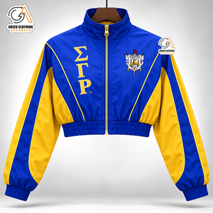 Chaqueta Cortavientos de Nailon Ligero y Grueso, Transpirable y Ecológica, con Botones, Talla Grande, para Mujeres de la Hermandad Griega Sigma Gamma Rho SGRho - Product Image 5