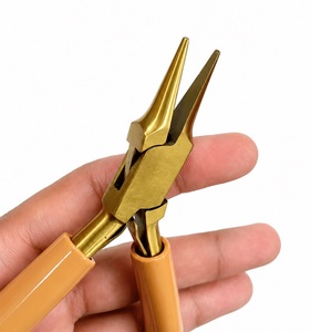 Alicates de Punta Fina Profesionales de Acero Inoxidable Dorado con Cable Prensado, Herramienta para Fabricación y Reparación de Joyería - Product Image 3