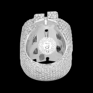 Anillo de Lujo Tasnim Estilo Hiphop con Letra, Chapado en Oro Blanco, con Diamante Moissanita VVS de Corte Brillante Redondo, Engaste Prong, Unisex, para Boda - Product Image 5