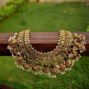 Ganesha Choker Necklace and Earring Set with Zircon Gold Plated Alloy Wedding Fashion Jewelry - Product Image 3