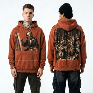 Haut de sport sans manches à capuche pour homme, gris délavé, motif Viking Blacksmith, style streetwear, effet usé, débardeur de gym - Product Image 2