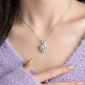 Chine Usine Fine Jewellery Personnaliser Haute Qualité 18k Solide Or Blanc Réel Diamant Coeur Collier Pendentifs Pour Cadeau Femmes - Product Image 3