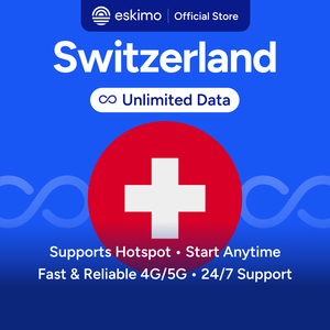Tarjeta SIM de viaje eSIM Eskimo Switzerland Unlimited de 25 días, datos de alta velocidad 5G/4G, no se requiere SIM física, soporte humano 24/7, S-CHU-25D - Product Image 1
