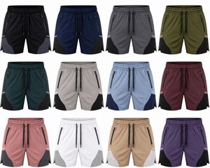 Men's Color Block Quick Dry Sport <b>Shorts</b> Mid Waist Front Logo <b>Zip</b> <b>Pockets</b> Drawstring Athletic Training Running Gym Fitness - Product Image 6