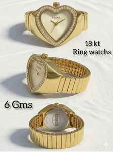 Reloj de Anillo de Oro Sólido de 18k de Lujo con Forma de Corazón para Mujer, Bisel de Diamantes de Oro Real, Reloj de Dedo, Joyería Fina, Regalo - Product Image 2