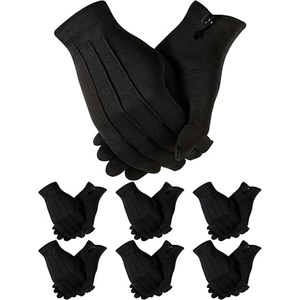 Gants d'inspection en microfibre blancs et noirs, sans poussière, pour le nettoyage et le polissage de bijoux, en gros, à bas prix, disponibles en stock - Product Image 1