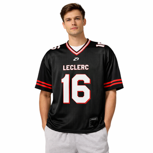 เสื้อฟุตบอลรุ่นใหม่สีดำ 2526 แบบตาข่ายระบายอากาศได้ดี  สามารถปรับแต่งโลโก้ทีมได้  สำหรับฤดูใบไม้ร่วง ผลิตจากโพลีเอสเตอร์ 100% คอวี - Product Image 5