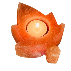 Support de bougie en fleurs de sel de l'Himalaya naturel sculpté, porte-bougie chauffe-plat rustique, décoration d'intérieur, accent de table, cadeau - Product Image 1