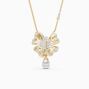 Colgante Butterfly Bloom con diamante de 0,93 quilates y piedra de 1,35 quilates en oro amarillo, blanco y rosa de 9 quilates - Product Image 3