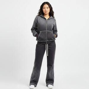 Conjunto deportivo de dos piezas Glory Custom Rhinestone Sunfaded, 100% algodón, tela suave y transpirable, nuevo diseño moderno para ropa urbana unisex. - Product Image 5