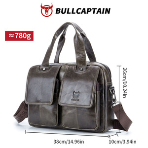 Maletín BULLCAPTAIN de cuero vacuno de primera capa, bolso de mano retro para hombre, bandolera de gran capacidad, bolso informal para computadora, bolso de hombro para hombre - Product Image 6