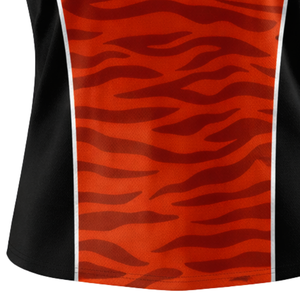 Camiseta de Softbol sin Mangas con Sublimación Total, Diseño de Animales en Naranja y Negro, Uniforme Personalizado para Equipo con Número en la Espalda - Product Image 4