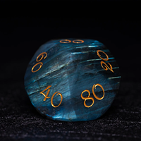 Ensemble de dés en labradorite naturelle, pierre précieuse enchanteuse, 7 pièces, dés polyédriques avec chiffres dorés pour les jeux de rôle sur table Dungeons and Dragons