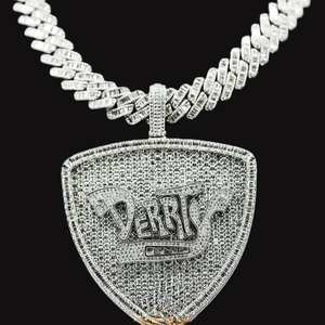 Pendentif personnalisé de luxe serti de diamants avec chaîne cubaine, moissanite VVS, bijoux hip-hop, éclat de diamant - Product Image 3