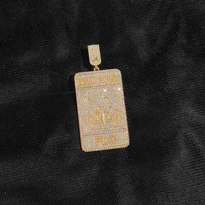 Collar de Plata 925 con Colgante Rectangular de Diamante Cultivado en Laboratorio, Diseño de Billete de Dinero, Estilo Hip Hop, Joyería de Lujo - Product Image 5