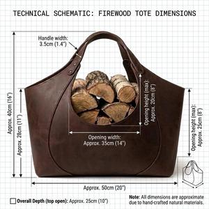 Bolsa de transporte de leña de cuero genuino personalizada, resistente, hecha a mano, para acampar al aire libre, LWC-0075 - Product Image 6