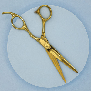 Tijeras de Barbero Color Oro Titanio, Acero Inoxidable con Acabado Espejo, Tijeras para Peluquería, Cuchillas Supercortantes - Product Image 2