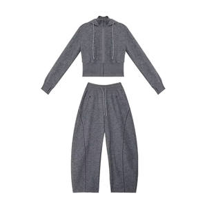 Women's Casual 2pcs Sweatsuit Set Joggers Winter <b>Wool</b> BlendTracksuitCrewNeckSpring Collect Hoodie Set Custom EnsembleSweat-shirt - Product Image 2