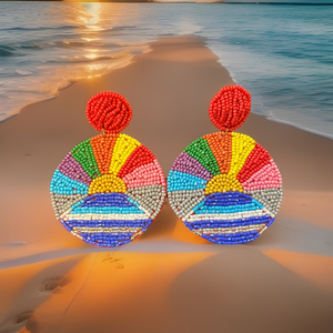 Venta al por mayor nuevo estilo hecho a mano colorido cuentas pendientes de aro de moda pendientes de gota para las mujeres - Product Image 1
